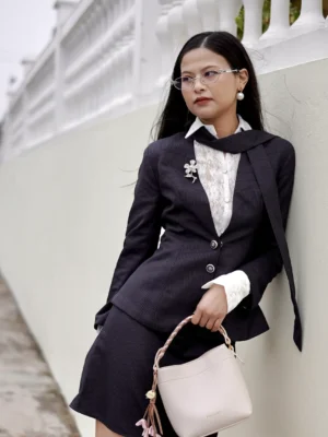 Pinstripe power blazer