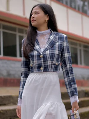 Tartan Cropped Blazer